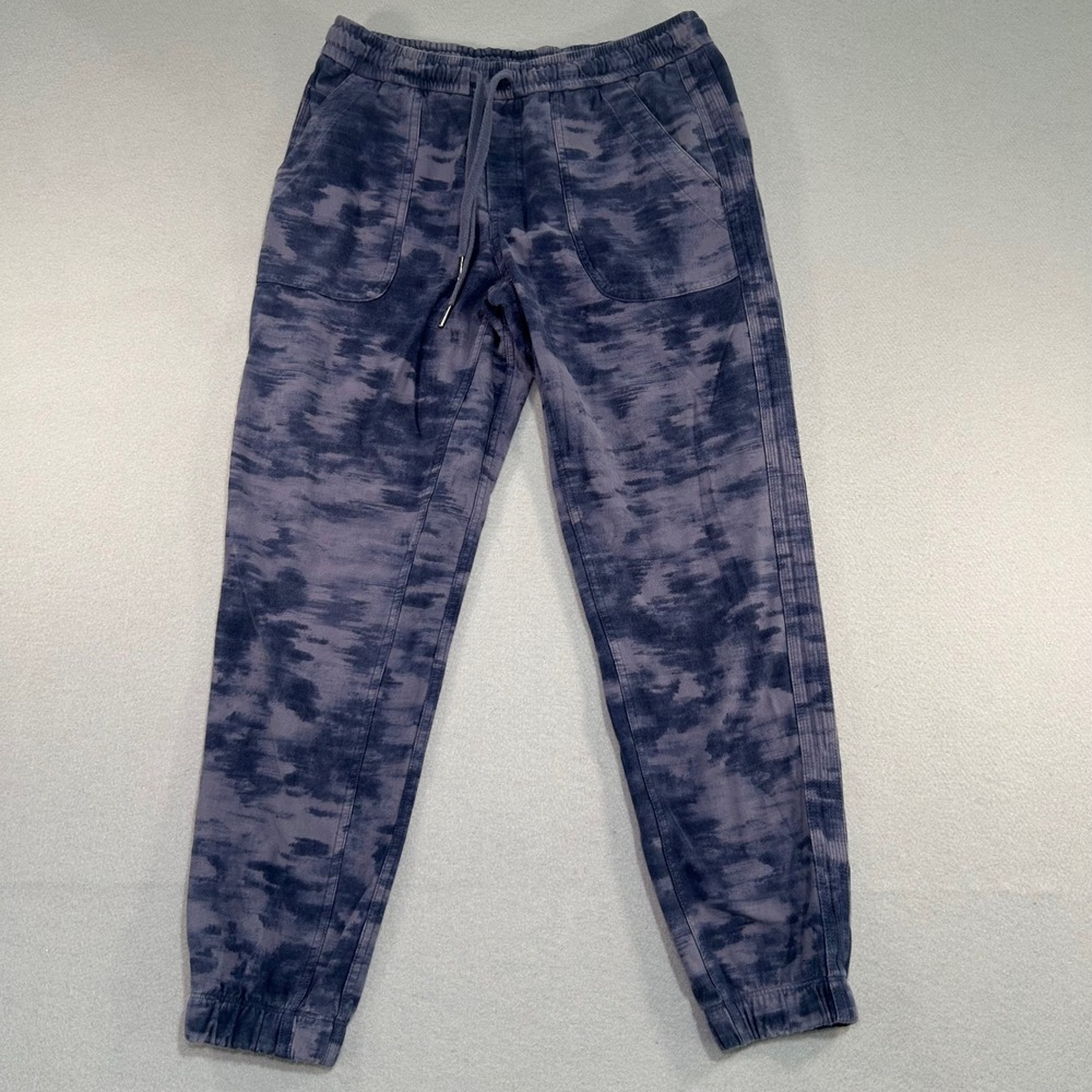 Athleta Farallon Printed Jogger Women 8 Blue Tye Die Drawstring Pockets Stretch